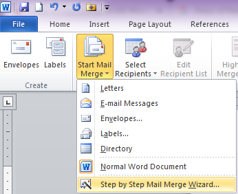 Steps of Mail Merge in MS Word 2007