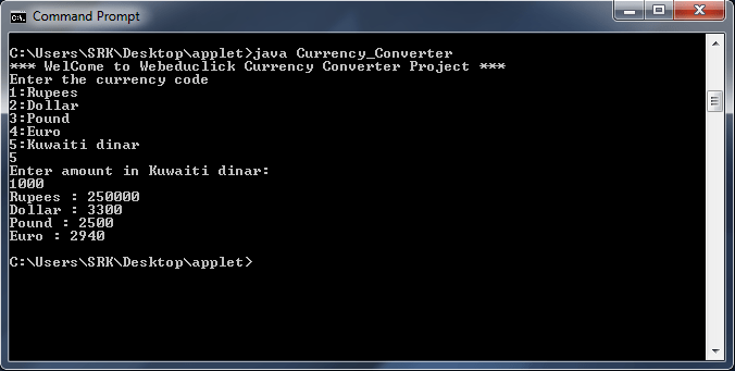 Currency Converter Project in Java